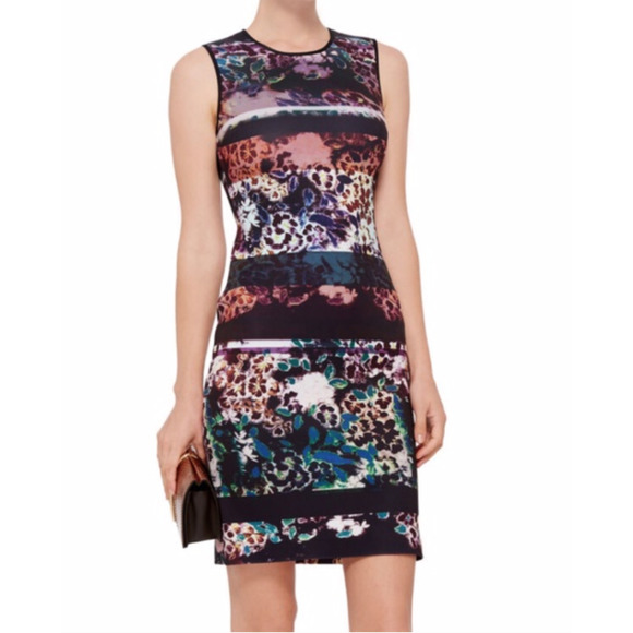 CLOVER CANYON Neoprene "Floral Filter" Fall Sleeveless Sheath Dress sz S - $315‎ - Picture 2 of 5